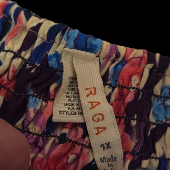 Raga Long Maxi Skirt Floral Boho Women's 1X Flowy Gathered Tiered Pink Purple - Picture 4 of 8